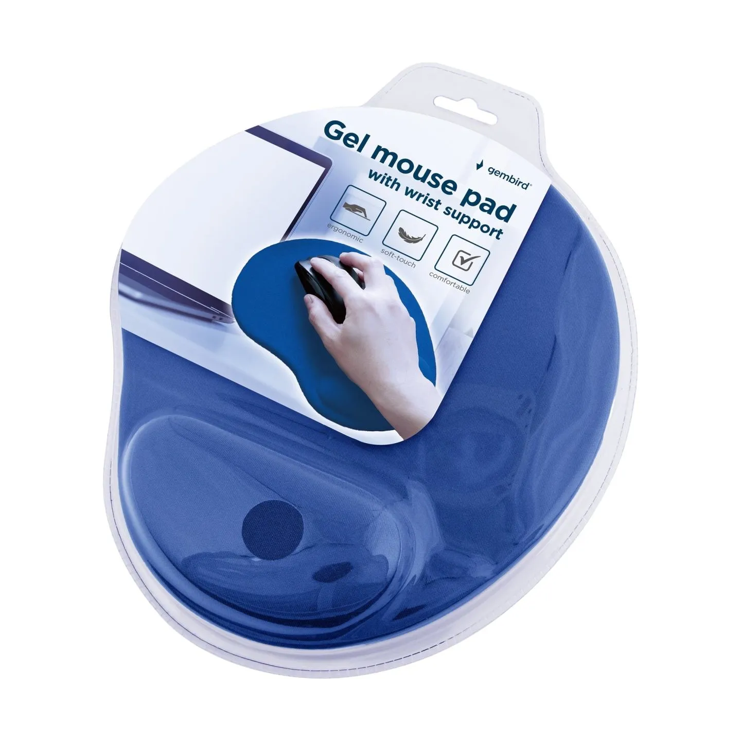 Gembird | MP-GEL-B Gel mouse pad with wrist support, blue | Gel mouse pad | Blue