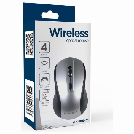 Gembird MOUSE USB OPTICAL WRL BLACK/SILVER MUSW-4B-02-BS GEMBIRD