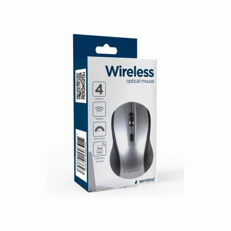 Gembird | Optical Mouse | MUSW-4B-02-BS | Wireless | USB | Black/silver