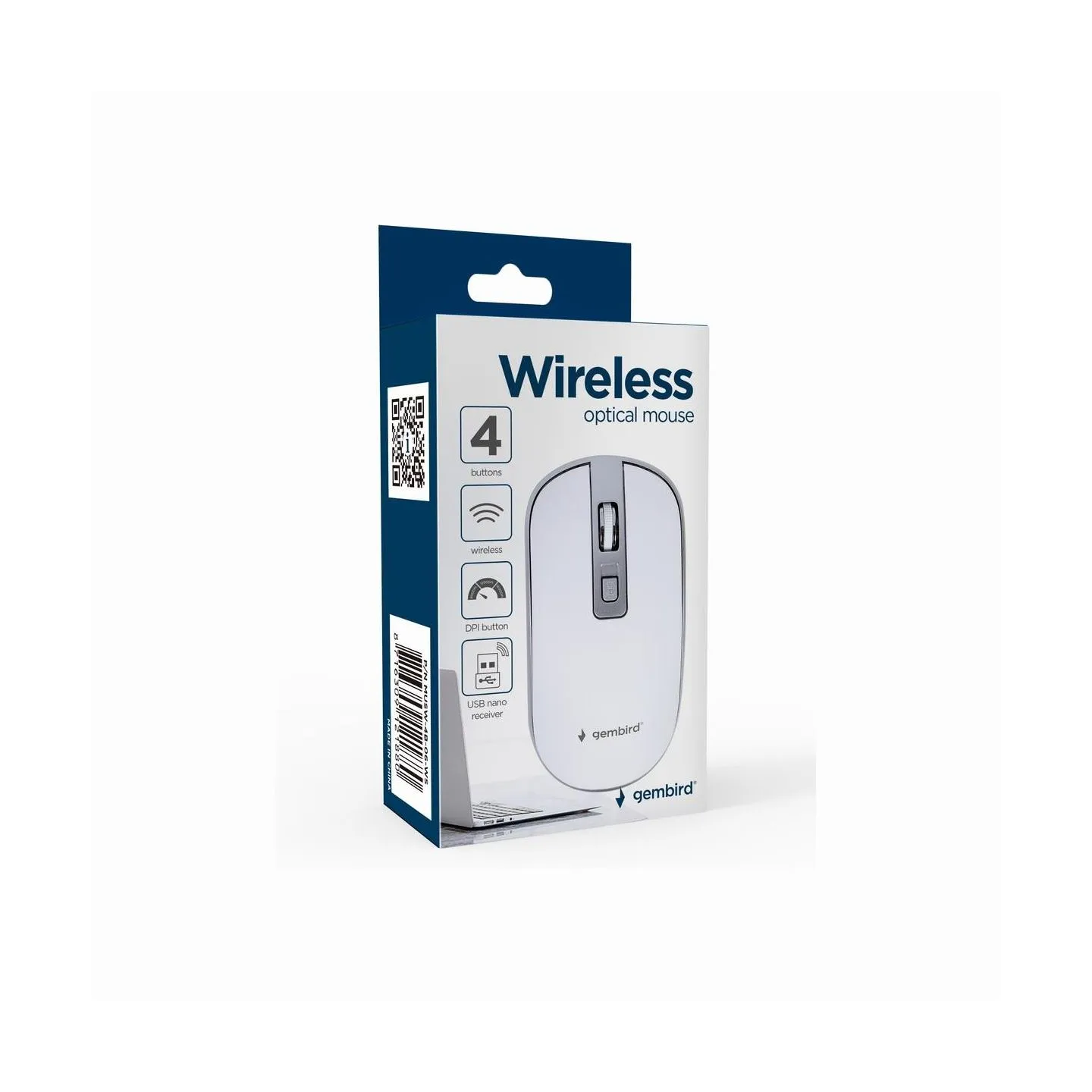 Gembird | Wireless Optical mouse | MUSW-4B-05 | Optical mouse | USB | White