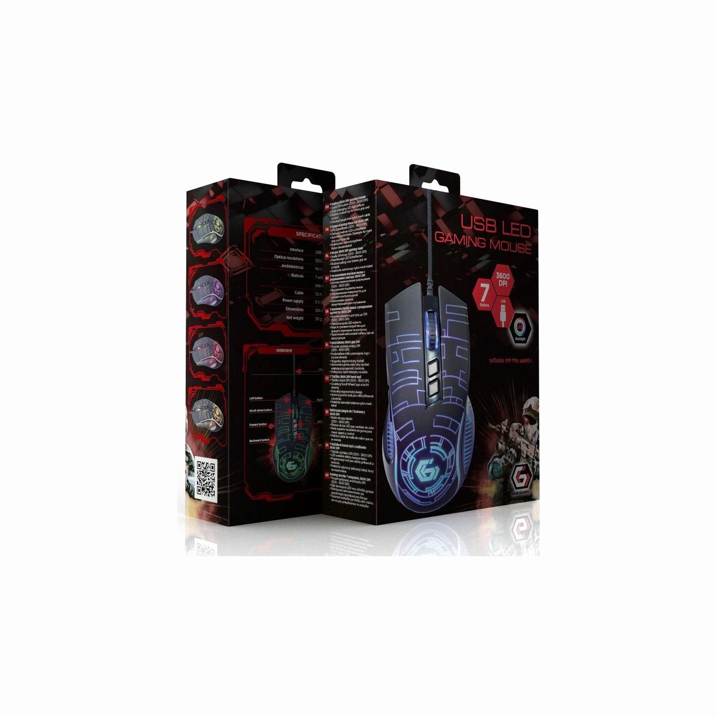 Gembird MOUSE USB OPTICAL GAMING/BLACK MUSG-RGB-01 GEMBIRD