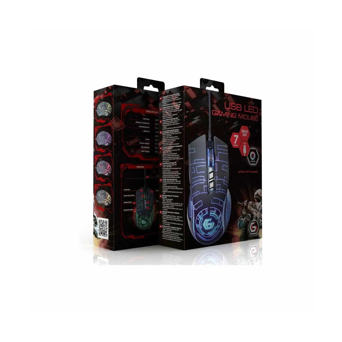 Gembird MOUSE USB OPTICAL GAMING/BLACK MUSG-RGB-01 GEMBIRD
