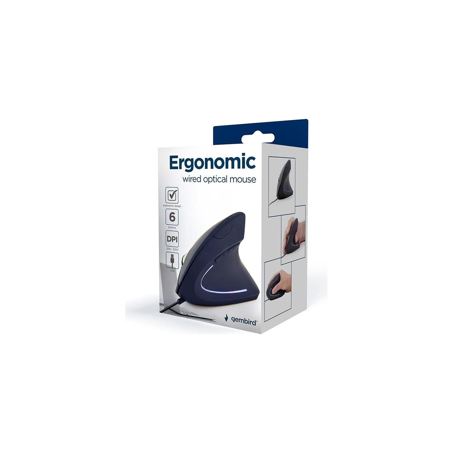 Gembird MOUSE USB OPTICAL BLACK/ERGONOMIC MUS-ERGO-01 GEMBIRD