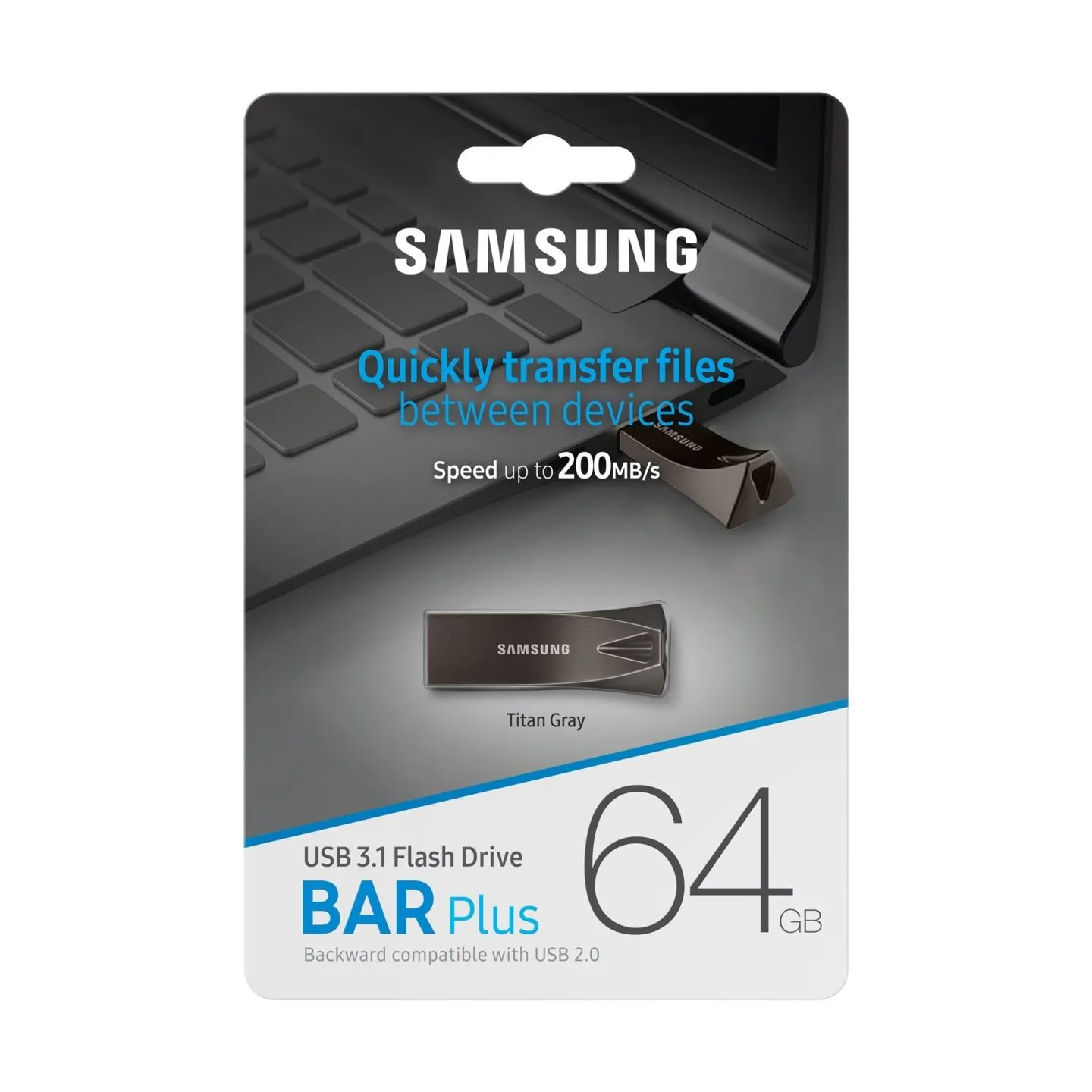 Samsung | BAR Plus | MUF-64BE4/APC | 64 GB | USB 3.1 | Grey