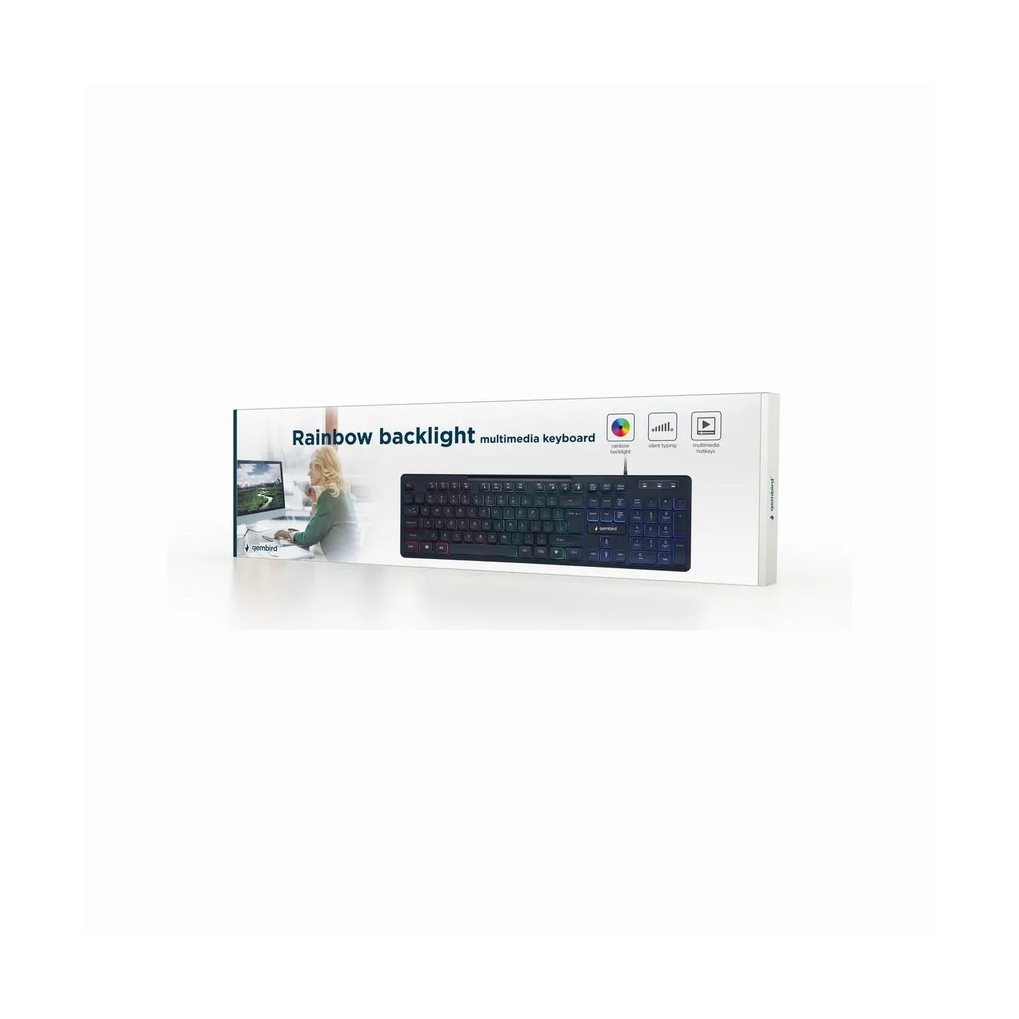 Gembird | "Rainbow" Backlight Multimedia Keyboard | KB-UML-02 | Keyboard | Wired | US | N/A | Black
