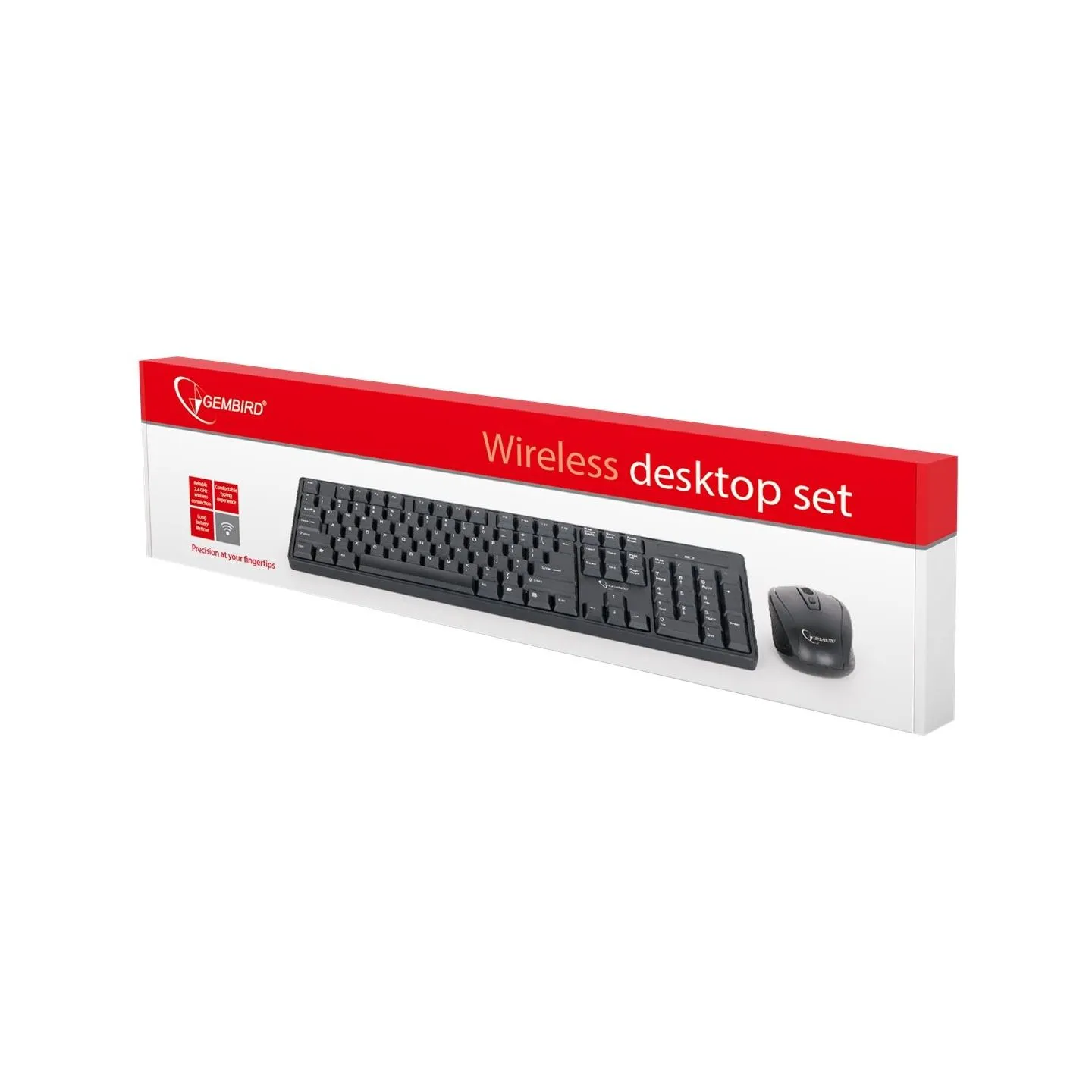 Gembird | Keyboard and mouse | KBS-W-01 | Keyboard and Mouse Set | Wireless | Mouse included | Batteries included | US | Black