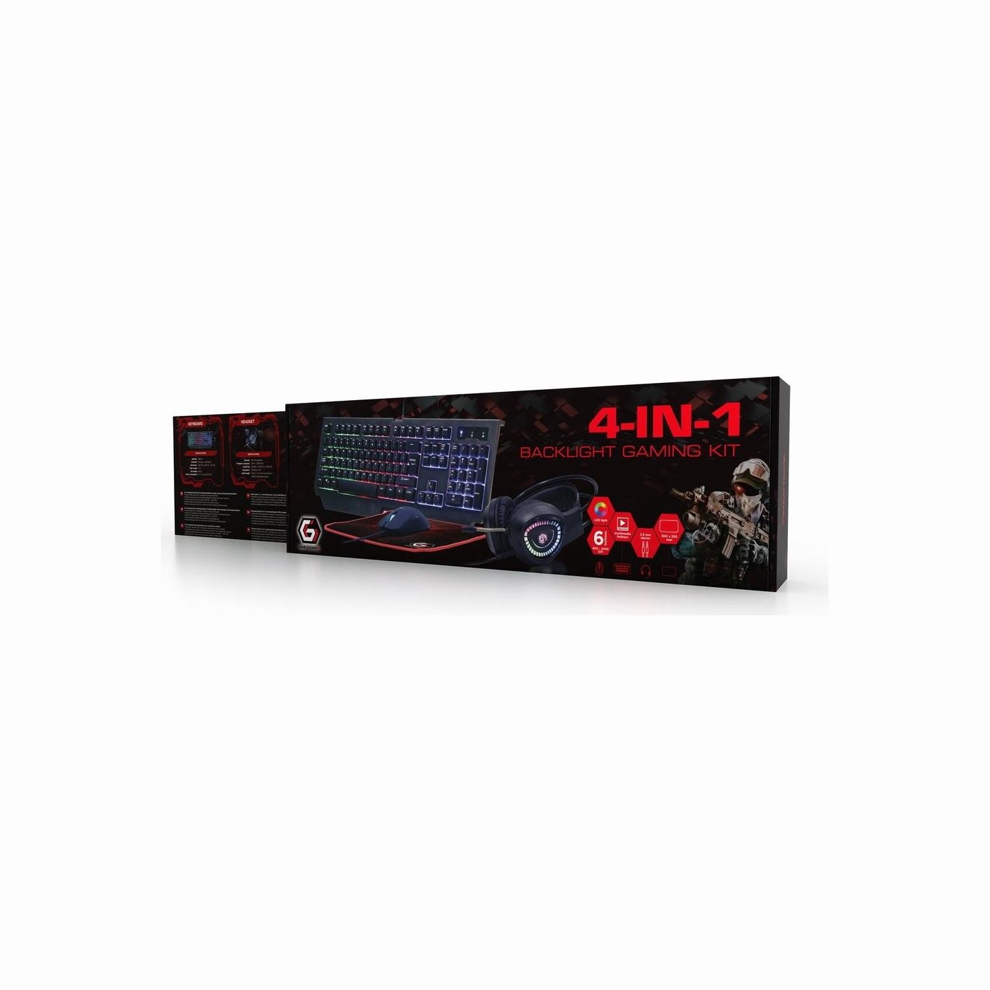 Gembird | 4-in-1 Backlight Gaming Kit "Phantom" | GGS-UMGL4-01 | Gaming Kit | Wired | US