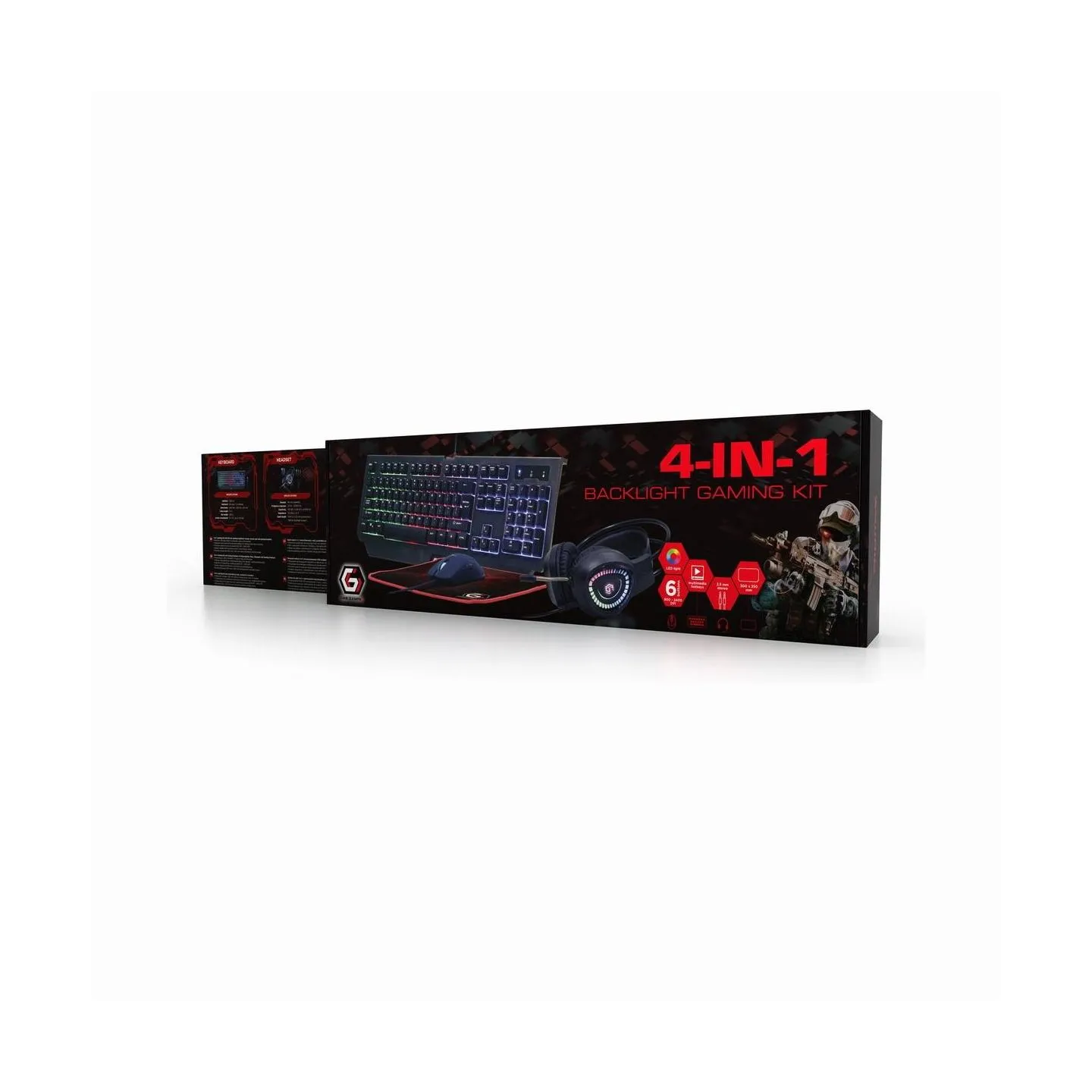 Gembird | 4-in-1 Backlight Gaming Kit "Phantom" | GGS-UMGL4-01 | Gaming Kit | Wired | US