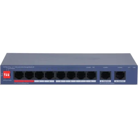 Dahua Switch|DAHUA|DH-CS4010-8ET2GT-110|Switch layer L2|8xRJ-45 ports|RJ-45 Ports Type Fast Ethernet (10/100)|2xGigabit Ethernet