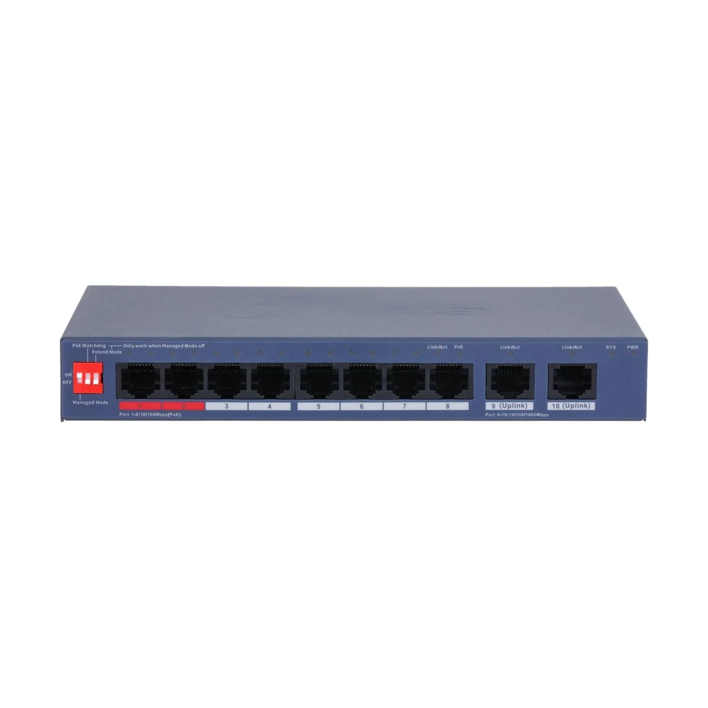 Dahua Switch|DAHUA|DH-CS4010-8ET2GT-110|Switch layer L2|8xRJ-45 ports|RJ-45 Ports Type Fast Ethernet (10/100)|2xGigabit Ethernet