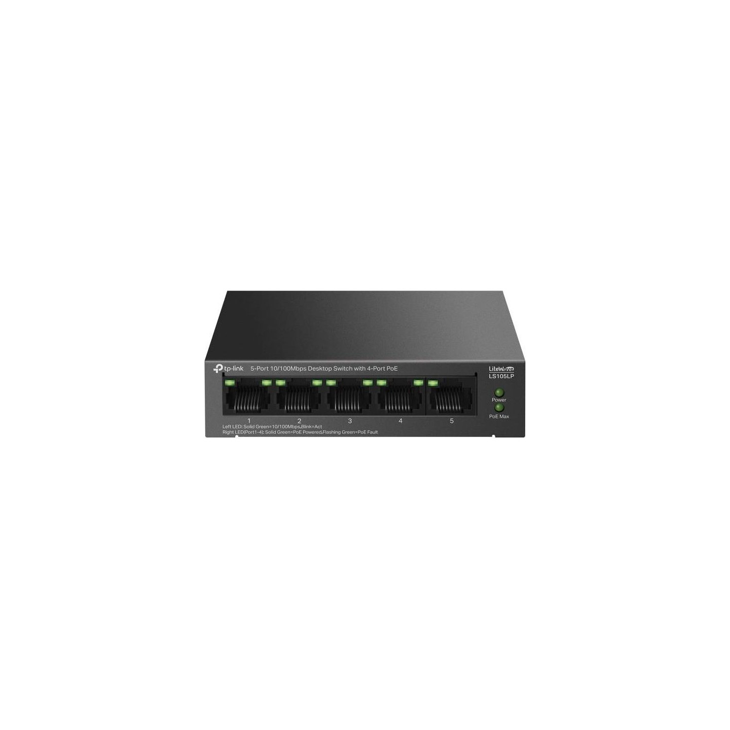 Tp-Link | 5-Port 10/100Mbps Switch with 4-Port PoE | LS105LP | Unmanaged | Desktop