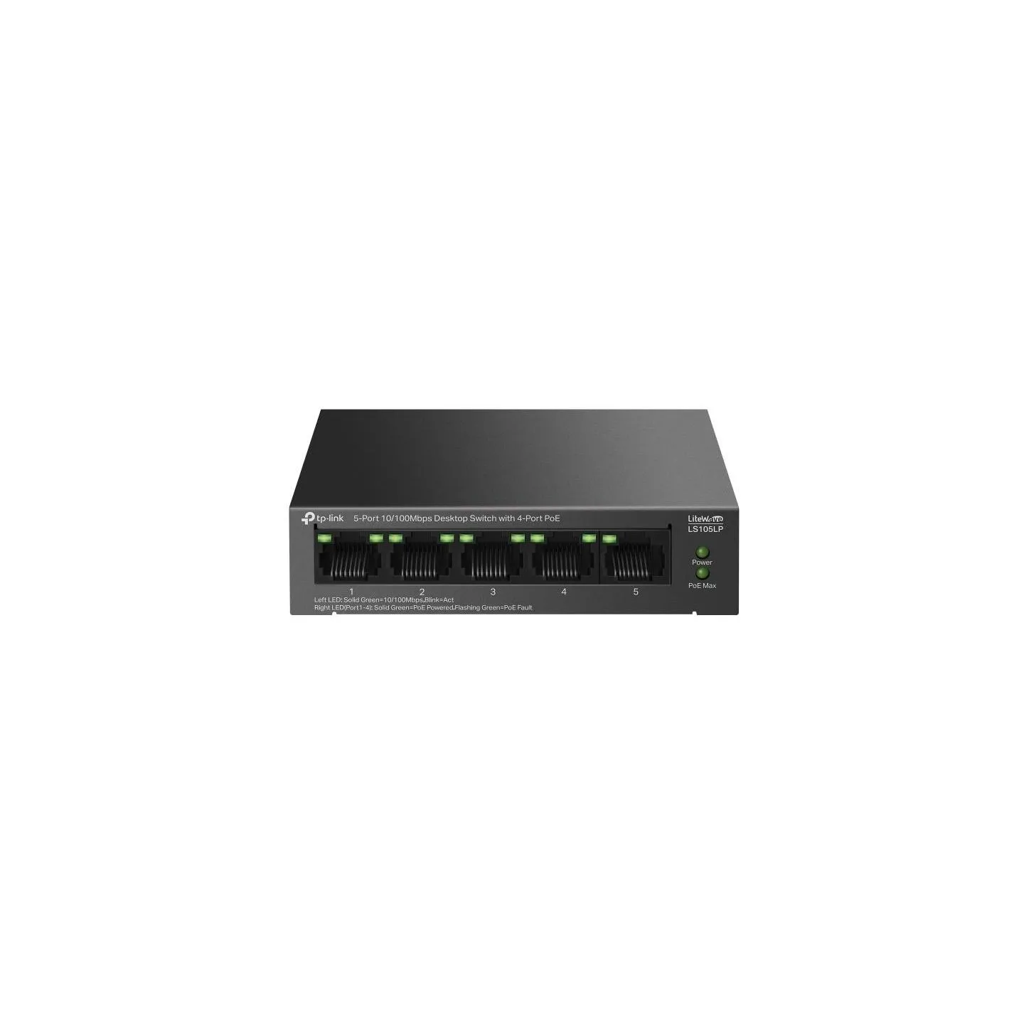 Tp-Link | 5-Port 10/100Mbps Switch with 4-Port PoE | LS105LP | Unmanaged | Desktop