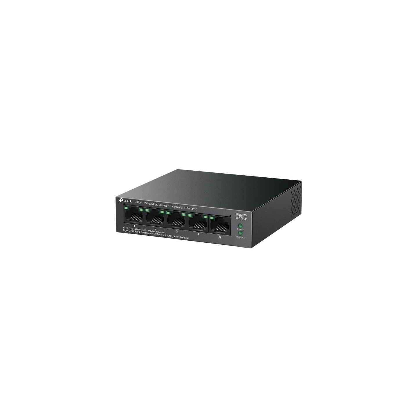 Tp-Link | 5-Port 10/100Mbps Switch with 4-Port PoE | LS105LP | Unmanaged | Desktop