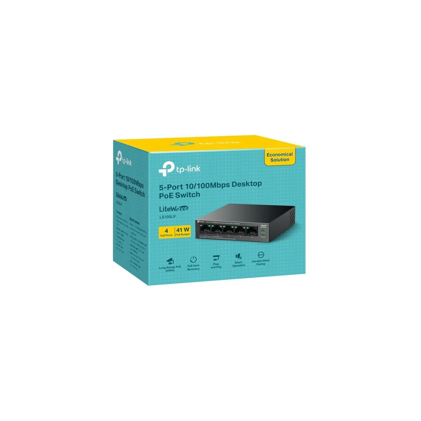 Tp-Link | 5-Port 10/100Mbps Switch with 4-Port PoE | LS105LP | Unmanaged | Desktop