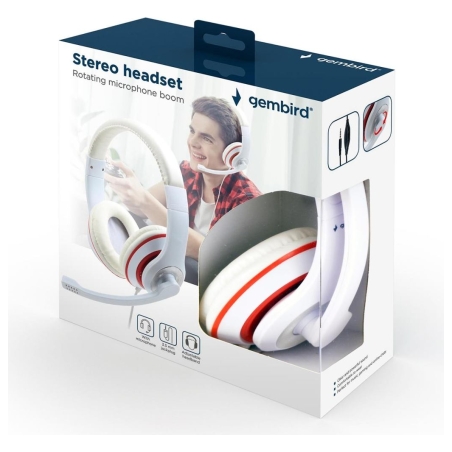 Gembird | Stereo Headset | MHS 03 WTRD | 3.5 mm | White with Red Ring | Headset