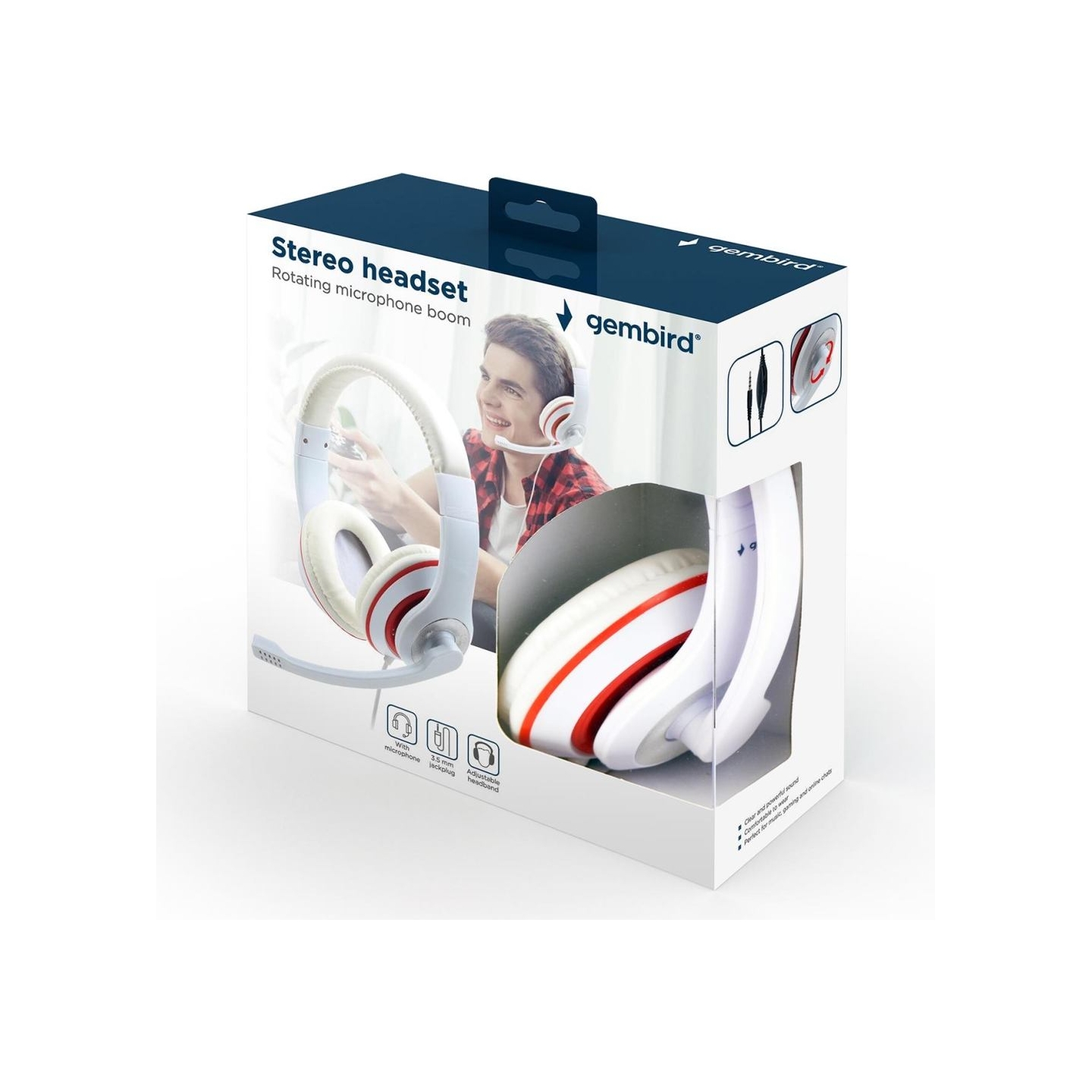 Gembird | Stereo Headset | MHS 03 WTRD | 3.5 mm | White with Red Ring | Headset