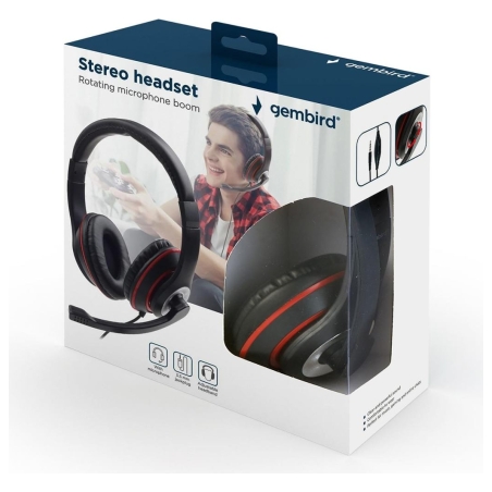 Gembird | Stereo headset | MHS-03-BKRD | On-Ear | Built-in microphone | 3.5 mm
