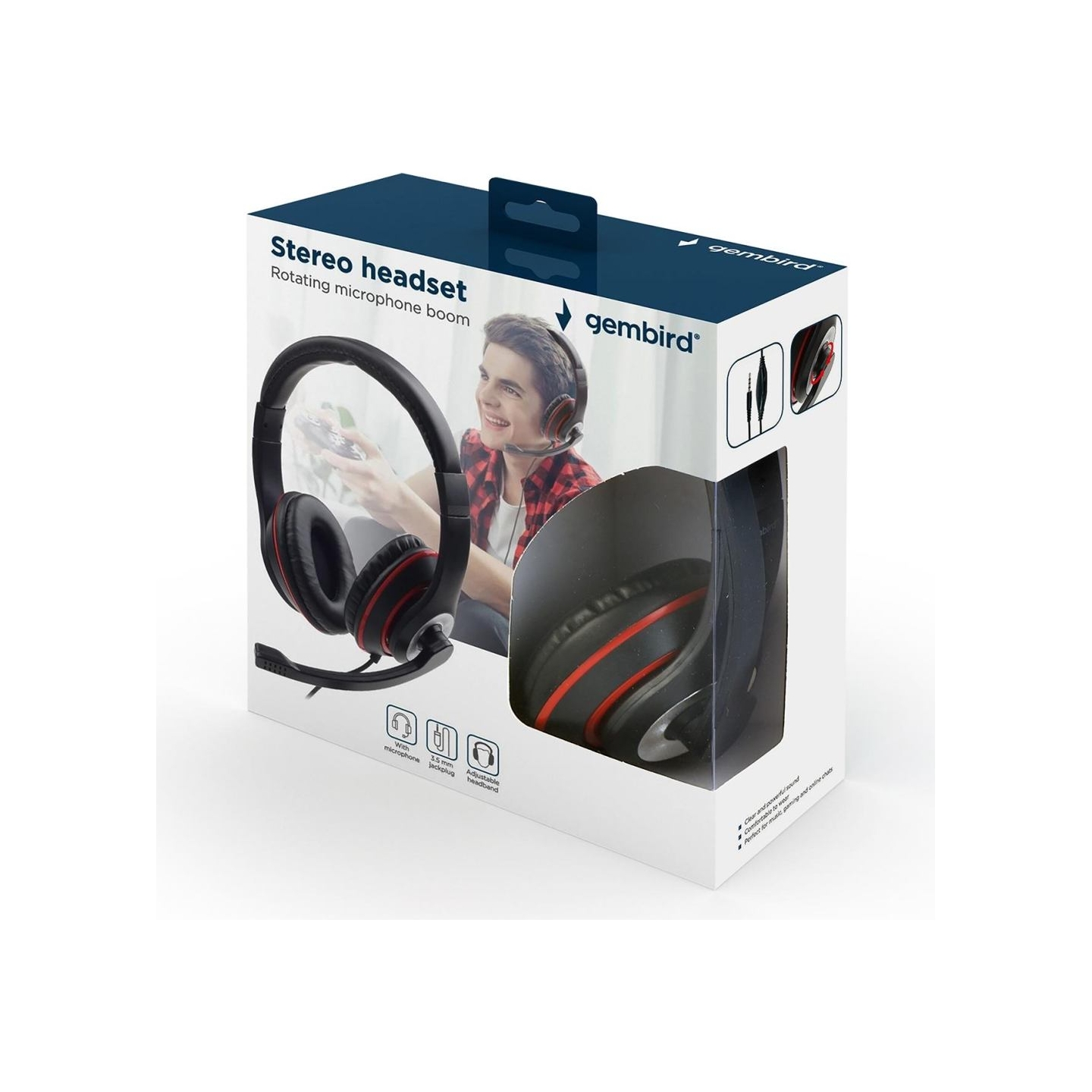 Gembird | Stereo headset | MHS-03-BKRD | On-Ear | Built-in microphone | 3.5 mm