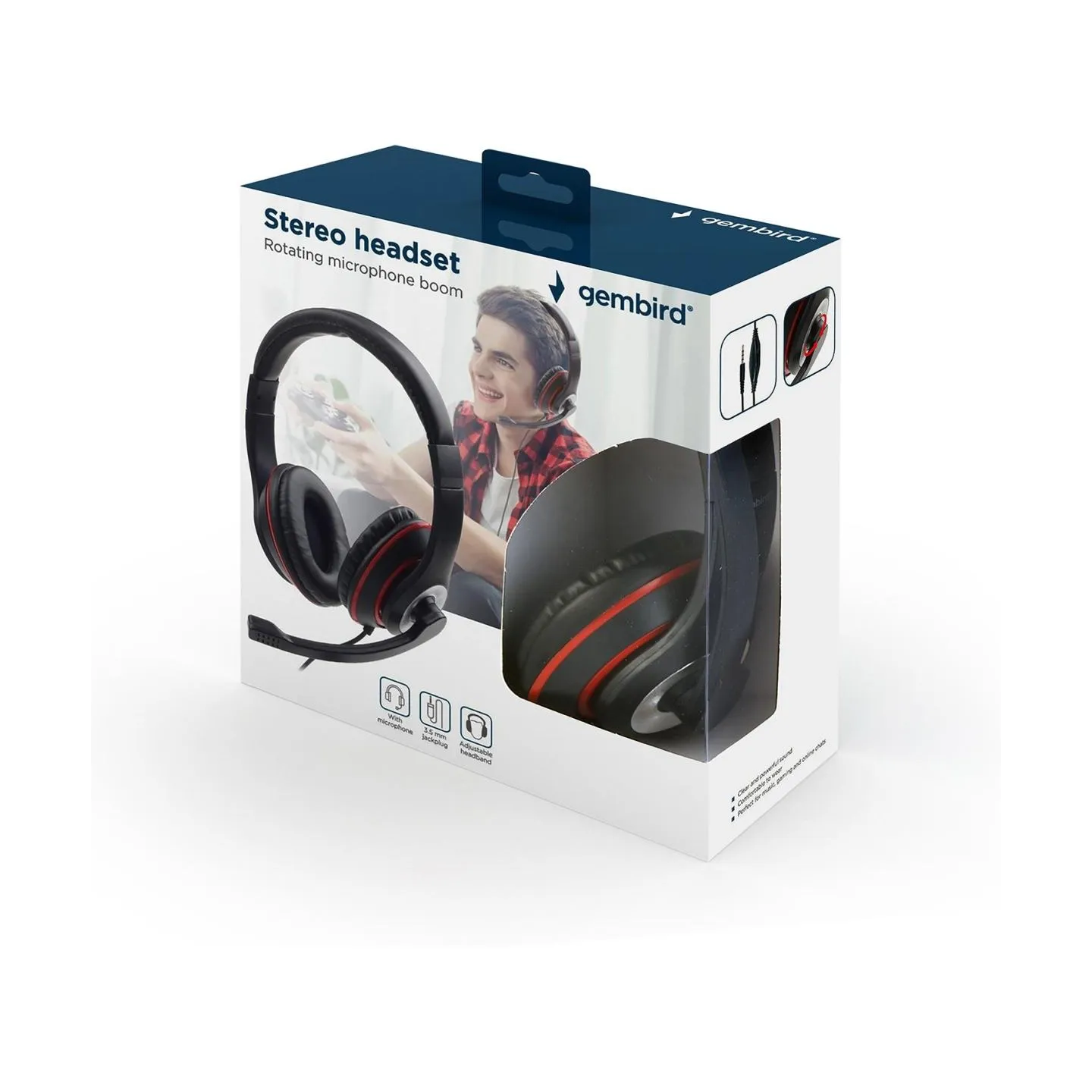 Gembird | Stereo headset | MHS-03-BKRD | On-Ear | Built-in microphone | 3.5 mm