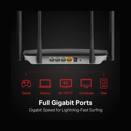 Mercusys AC1300 Wireless Dual Band Gigabit Router | AC12G | 802.11ac | 400+867 Mbit/s | 10/100/1000 Mbit/s | Ethernet LAN (RJ-45