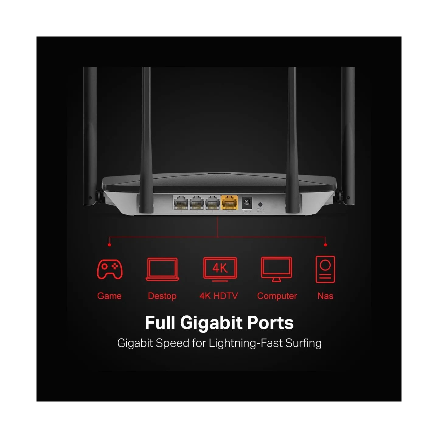Mercusys AC1300 Wireless Dual Band Gigabit Router | AC12G | 802.11ac | 400+867 Mbit/s | 10/100/1000 Mbit/s | Ethernet LAN (RJ-45