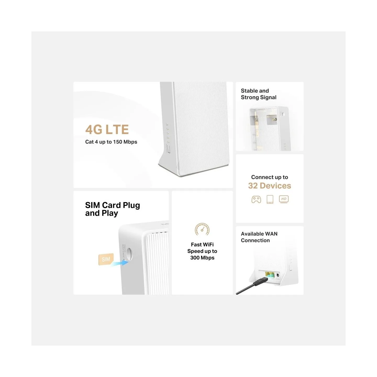 Mercusys 300 Mbps Wireless N 4G LTE Router | MB110-4G | 802.11n | 10/100 Mbit/s | Ethernet LAN (RJ-45) ports 1 | Mesh Support No