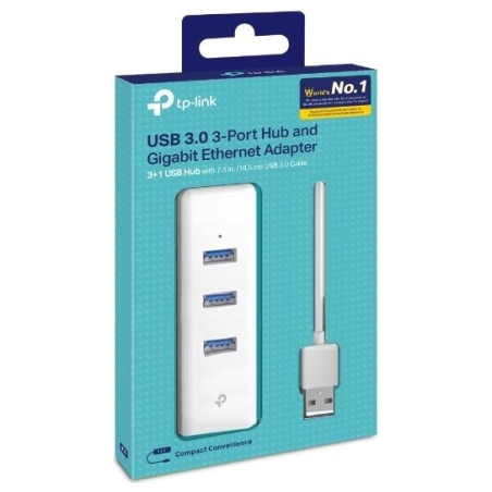 Tp-Link | USB 3.0 3-Port Hub & Gigabit Ethernet Adapter 2 in 1 USB Adapter | UE330