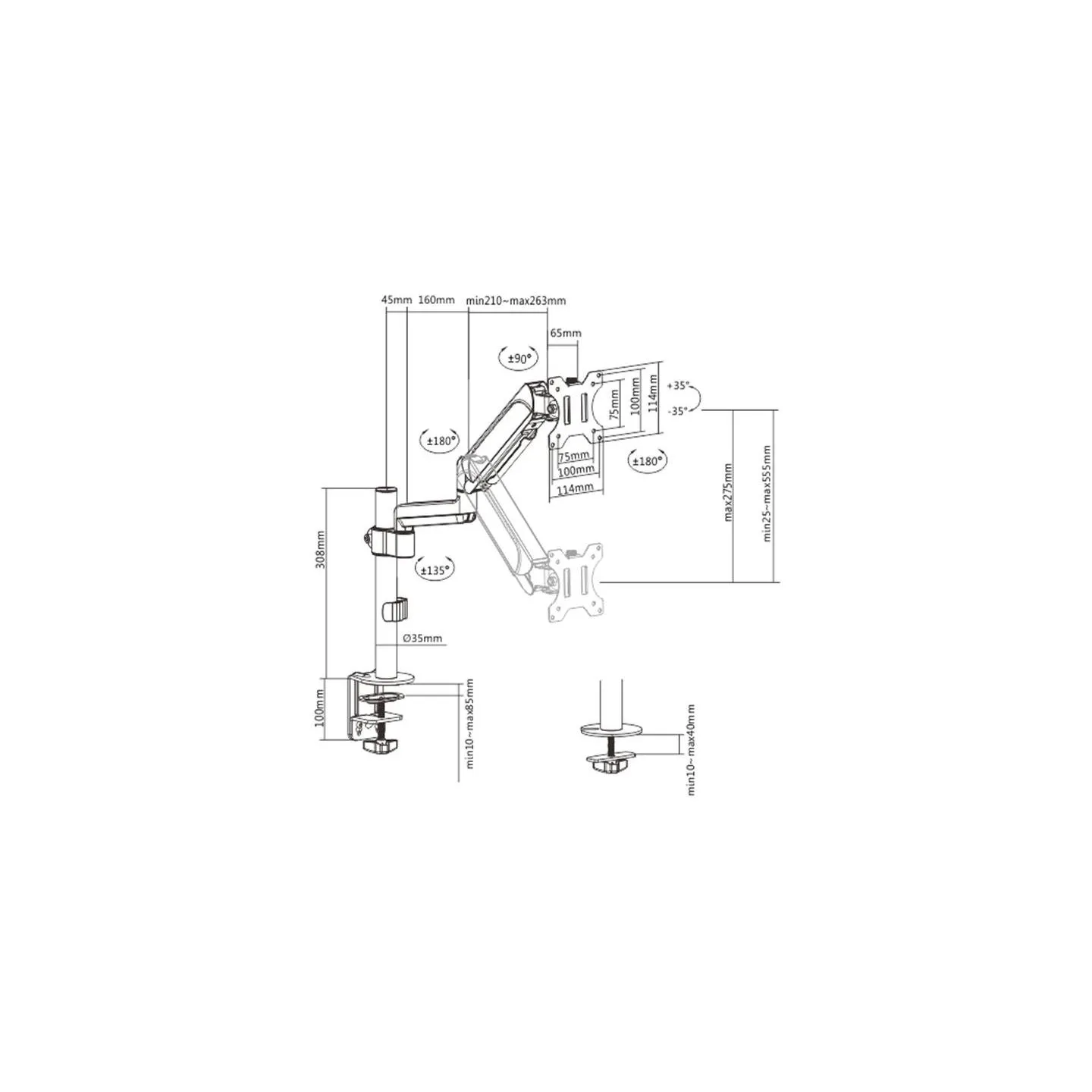 Gembird DISPLAY ACC MOUNTING ARM/17-32" MA-DA1P-01 GEMBIRD