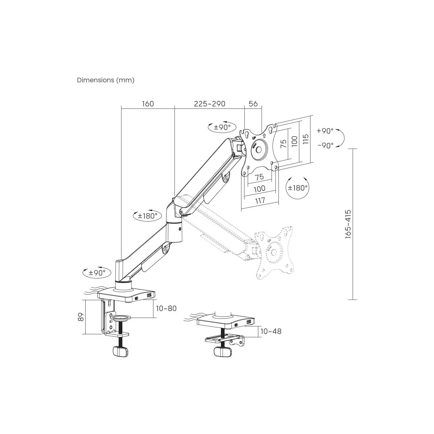 Gembird DISPLAY ACC MOUNTING ARM/17-32" MA-DA1U-01 GEMBIRD