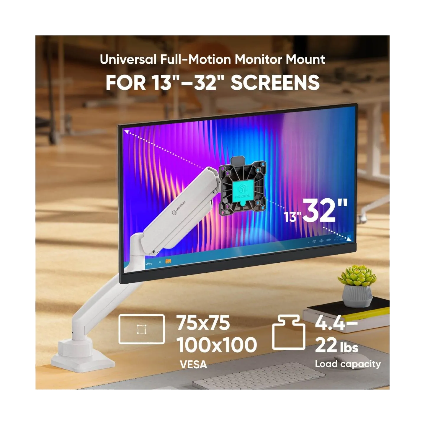 Onkron MONITOR ACC DESK MOUNT/13-32" BLK/WHT G80-BW ONKRON