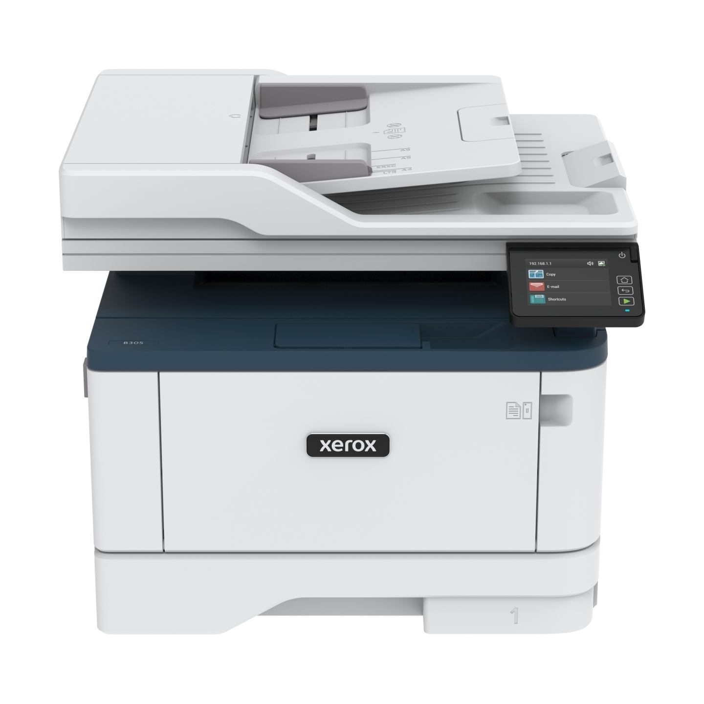 Xerox B305DNI A4 mono MFP 38ppm. Print, Copy, and Scan. Duplex, network, wifi, USB, 250 sheet paper tray / B305V_DNI