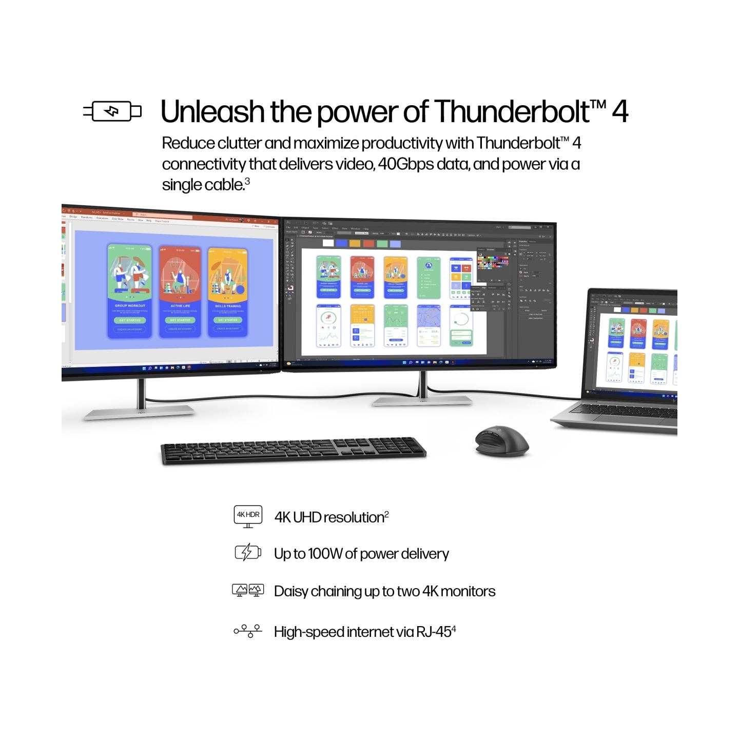 HP 732pk Series 7 Pro 4K TB4 Charging Monitor - 31.5" 3840x2160 UHD 400-nit 60Hz AG, IPS Black HDR 400, USB-C(100W/15W)/HDMI/Dis