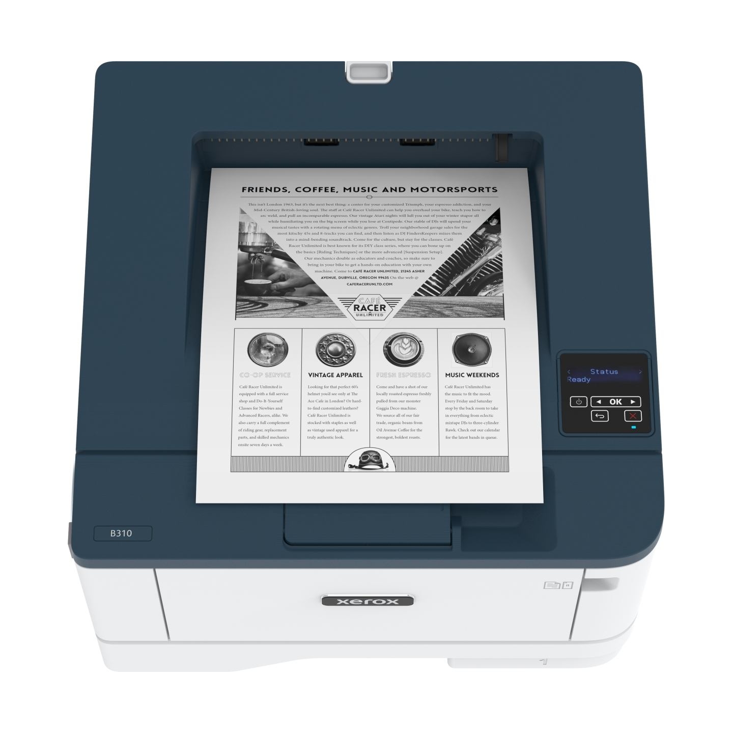 Xerox B310DNI A4 mono printer 40ppm. Duplex, network, wifi, USB, 250 sheet paper tray / B310V_DNI