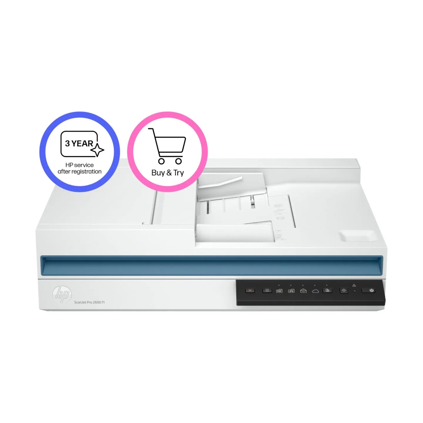 HP ScanJet Pro 2600 f1 Scanner - A4 Color 300dpi, Flatbed Scanning, Automatic Document Feeder, Auto-Duplex, OCR/Scan to Text, 25
