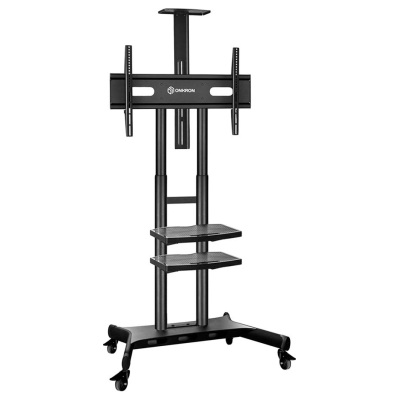 Onkron Mobile TV Stand for 50-83” TVs with Wheels Shelves Height Adjustable Rolling TV Cart, Black