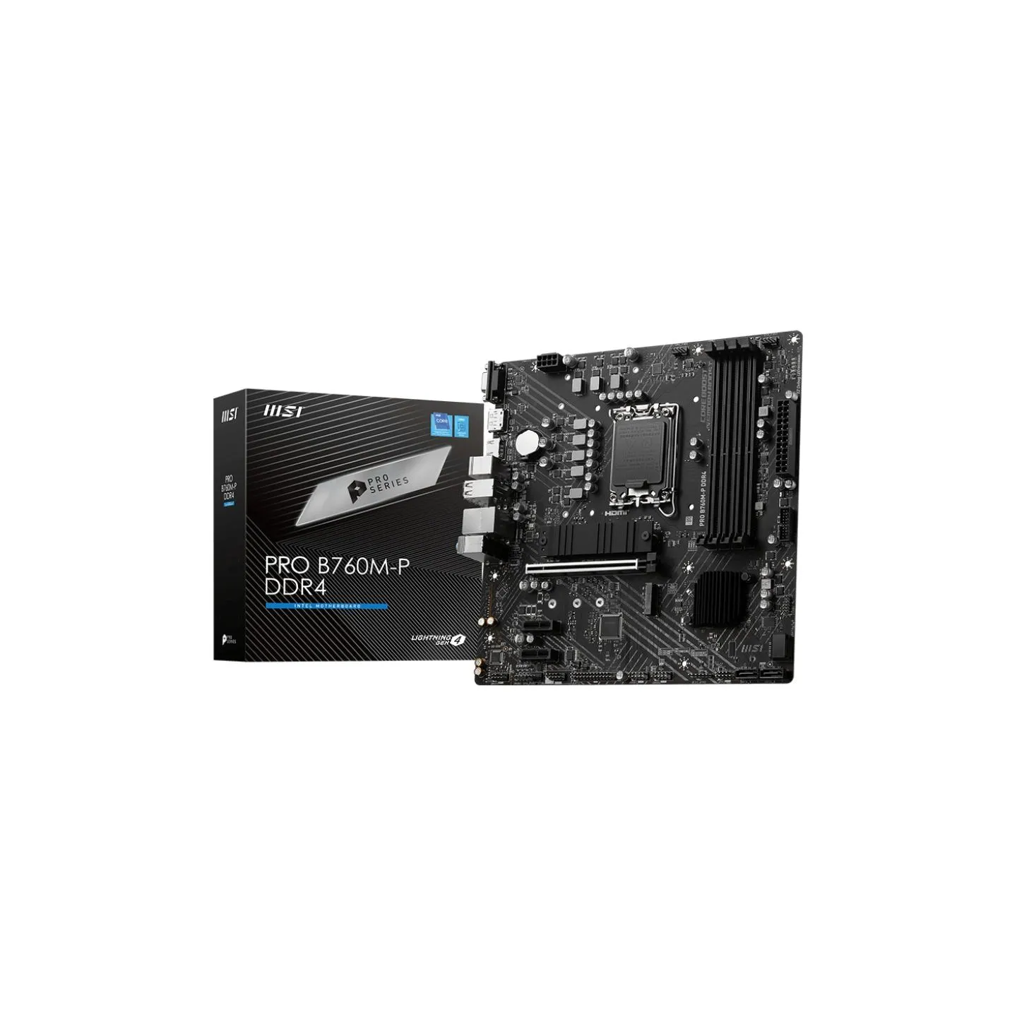 MSI | PRO B760M-P DDR4 | Processor family Intel | Processor socket  LGA1700 | DDR4 DIMM | Memory slots 4 | Supported hard disk d