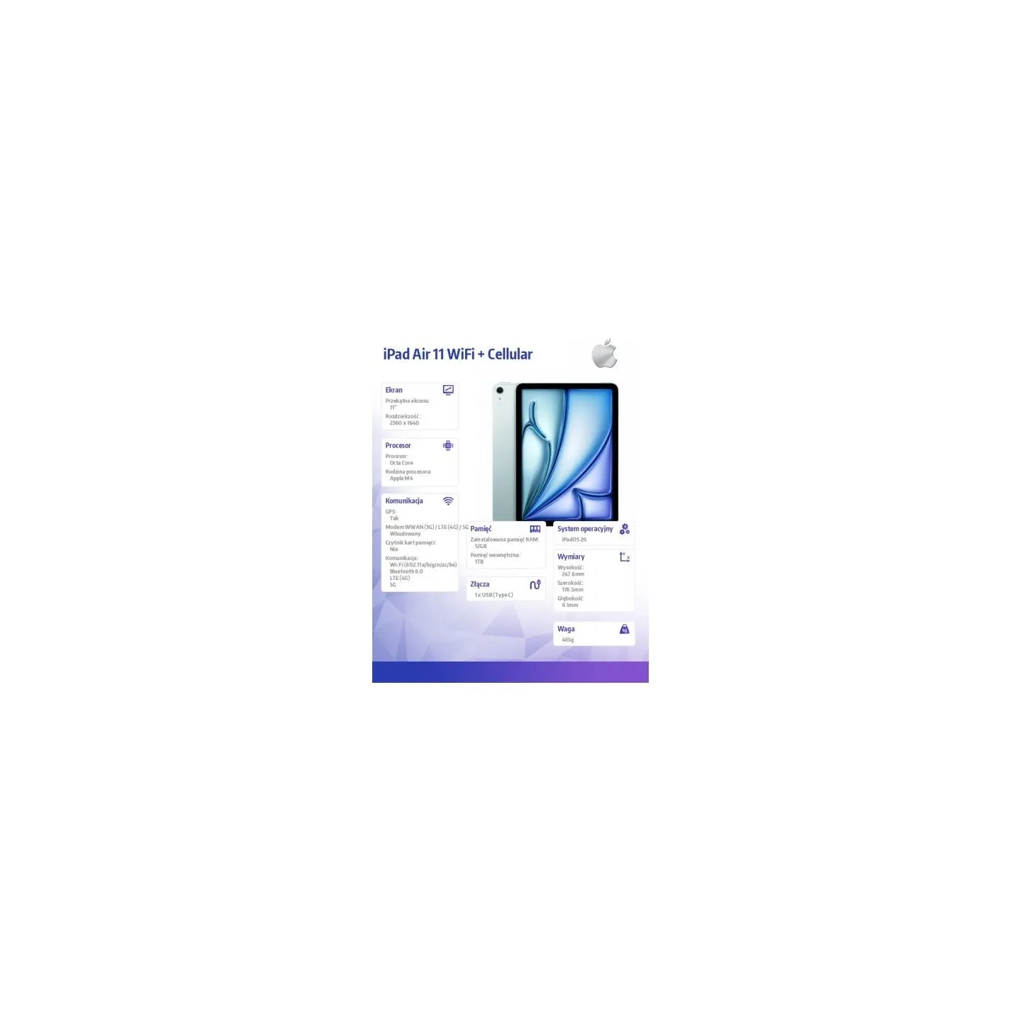 Apple iPad Air 11 inches WiFi + Cellular 1TB Blue