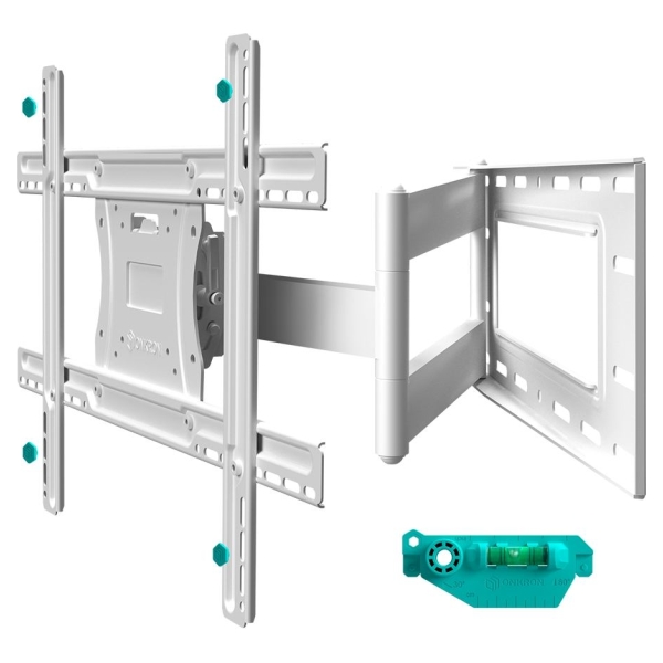 Onkron Full Motion TV Wall Mount for 40 to 75-inch Flat Panel TVs Digital Panels 68,2 kg, White