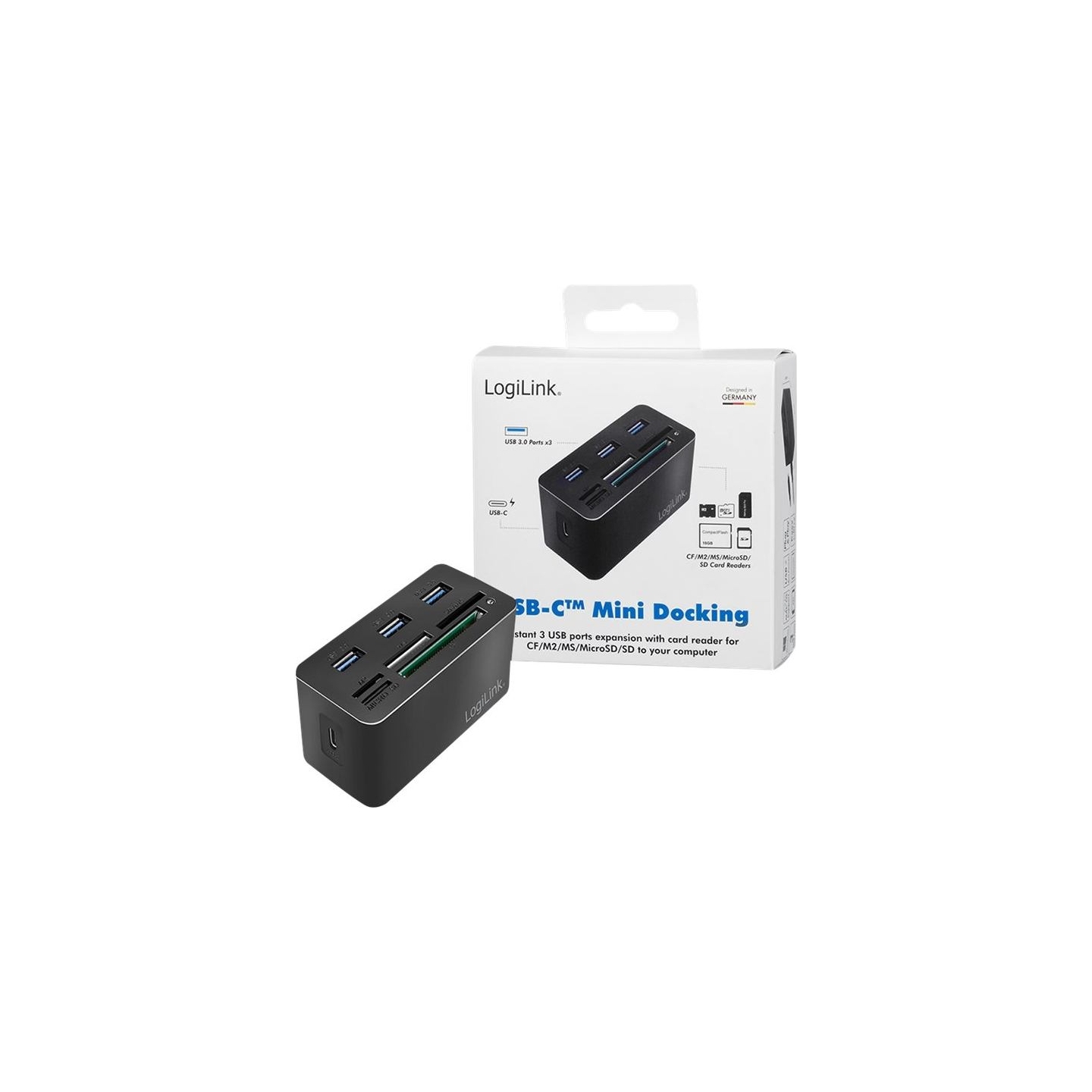 Logilink USB3.2 Gen 1 docking sta tion, 8-port, mini,blac