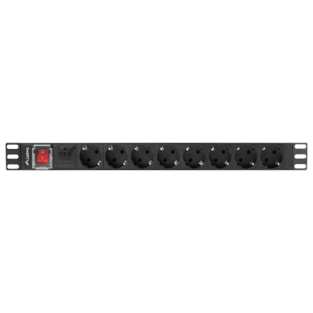 Lanberg Power Distribution unit (PDU) 19" 1U 16A 2m 8X Schuko oulets | PDU-08F-0200-BK
