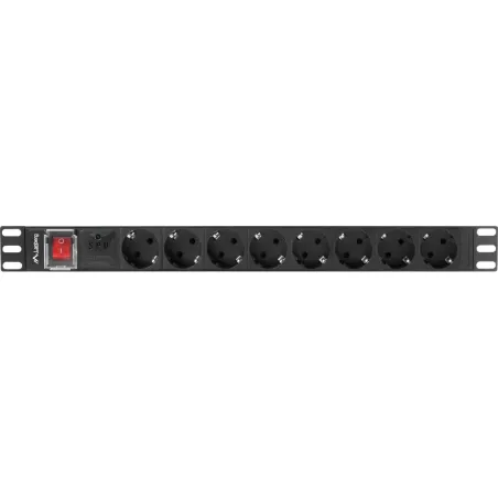 Lanberg Power Distribution unit (PDU) 19" 1U 16A 2m 8X Schuko oulets | PDU-08F-0200-BK