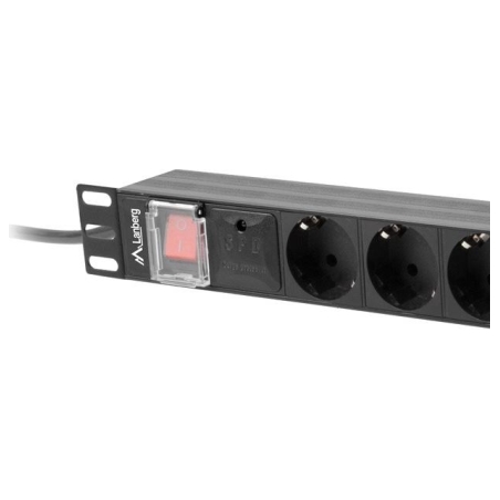 Lanberg Power Distribution unit (PDU) 19" 1U 16A 2m 8X Schuko oulets | PDU-08F-0200-BK
