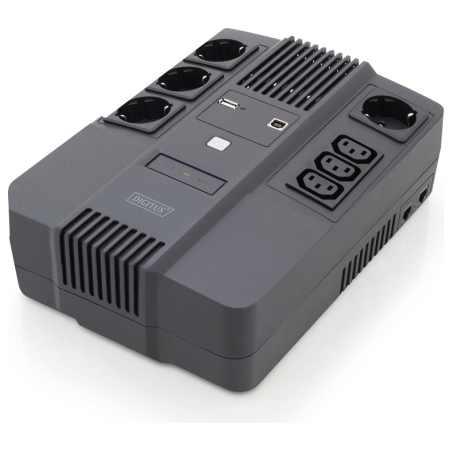 Digitus | All-in-One UPS | All-in-One UPS, 600VA/360W, LED 12V/7Ah x1, 4x CEE 7/7,3x IEC C13, USB, RJ45 | 600 VA | 360 W