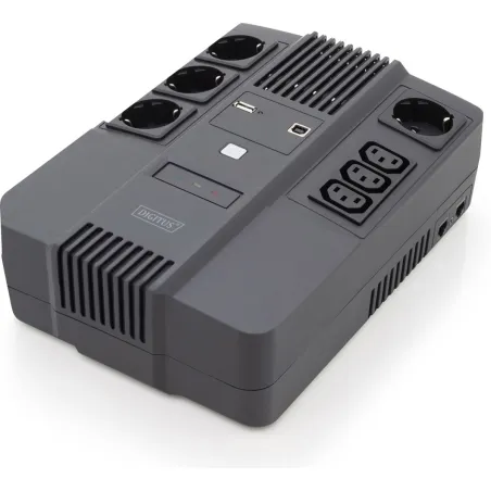 Digitus | All-in-One UPS | All-in-One UPS, 600VA/360W, LED 12V/7Ah x1, 4x CEE 7/7,3x IEC C13, USB, RJ45 | 600 VA | 360 W