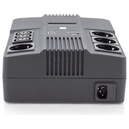 Digitus | All-in-One UPS | All-in-One UPS, 600VA/360W, LED 12V/7Ah x1, 4x CEE 7/7,3x IEC C13, USB, RJ45 | 600 VA | 360 W