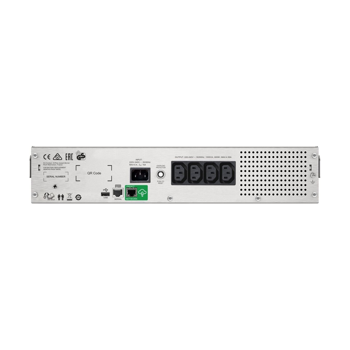 Schneider Electric APC Smart-UPS C, Rackmount 2U, 4x IEC C13 outlets, SmartConnect port, USB and serial communication, AVR, grap