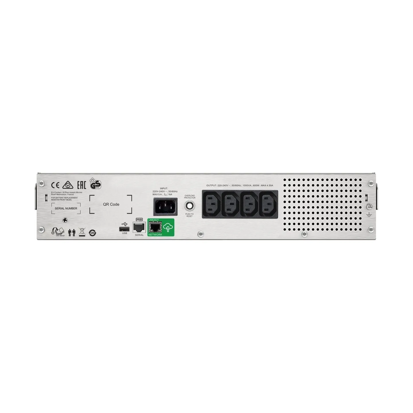 Schneider Electric APC Smart-UPS C, Rackmount 2U, 4x IEC C13 outlets, SmartConnect port, USB and serial communication, AVR, grap