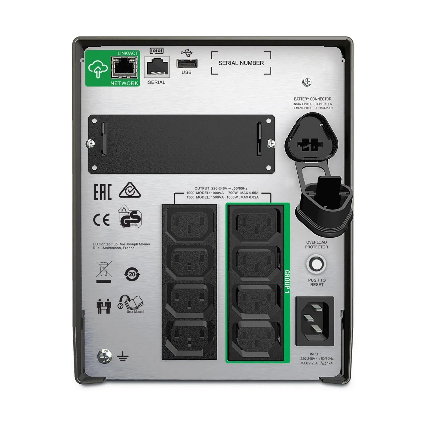 Schneider Electric APC Smart-UPS, Tower, 8x IEC C13 outlets, SmartConnect Port+SmartSlot, AVR, LCD | SMT1000IC | 1000 VA | 700 W