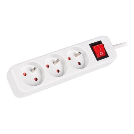 Lanberg Cable Power Strip 3M 3X French Outlets with Switch, Quality-Grade Copper | PS1-03E-0300-W