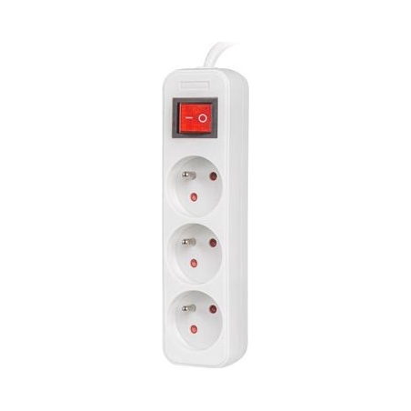 Lanberg Cable Power Strip 3M 3X French Outlets with Switch, Quality-Grade Copper | PS1-03E-0300-W